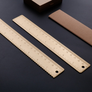 20cm Brass Ruler Double Scale Ruler Inch Retro Ruler Metal Wave Ruler Lettering 200mm Measurement Ruler Thick