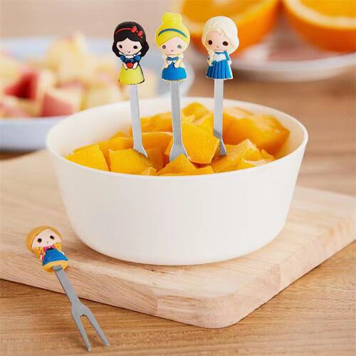 Fairy tale princess ceramic fruit fork silicone mermaid cake fork set creative snow white princess fruit picks