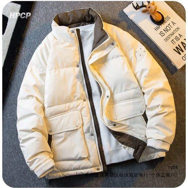 Men's Lightweight Down Jacket with Stand Collar, Trendy 2026 New Style, Short, Slim Fit, Warm, Windproof, Black
