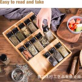跨境木质调料瓶收纳架厨房多层香料瓶抽屉储物架多功能罐子整理架