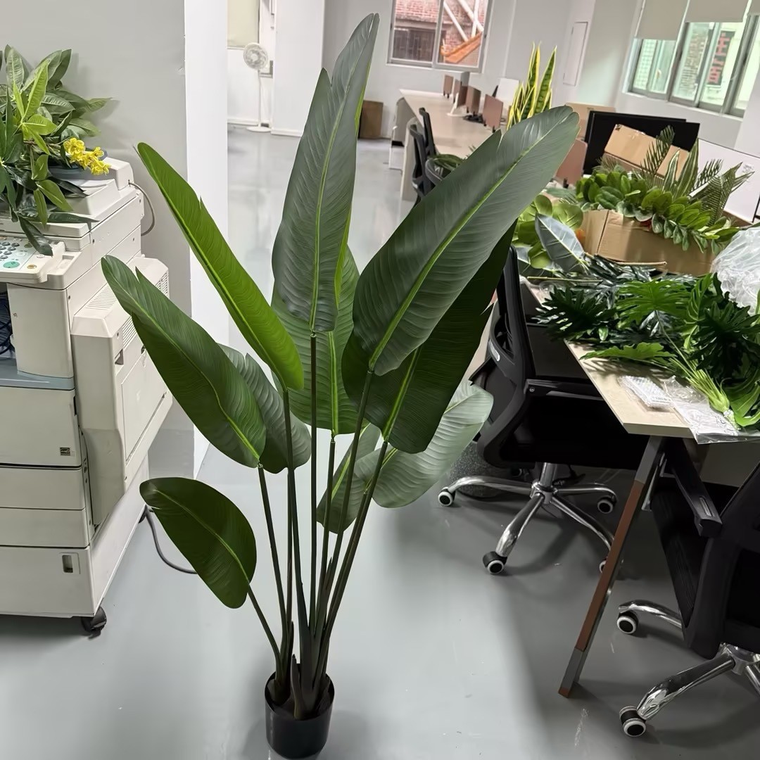 Simulación de plantación verde de plátano de bambú de tortuga grande planta de plantación de ventana interior diseño de ángulo de planta de árbol falso paisajístico