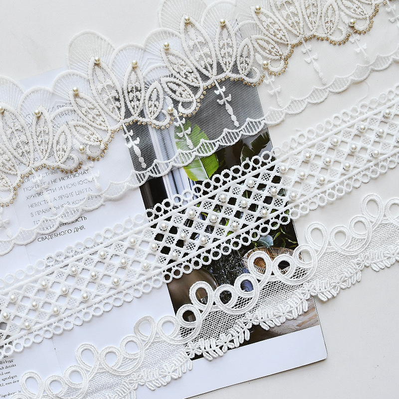 窗帘花边新珍珠6公分12宽窗帘水溶绣立边衣服装饰diy沙发流苏辅料