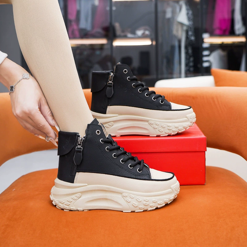 [Плюс размер] снежные сапоги женские короткие сапоги плюс бархатная обувь с высоким верхом 2024 новые хлопчатобумажные туфли с толстой подошвы спортивная повседневная обувь