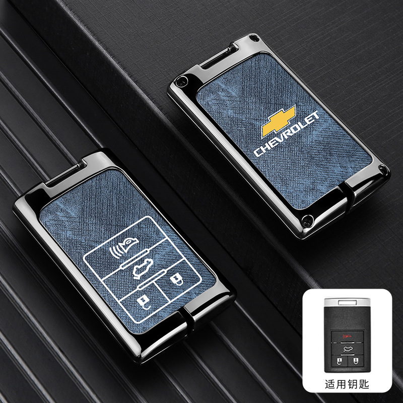 모델 D 4버튼 테일 박스 - 데님 패턴 [건 쉘 블루 가죽] 싱글 쉘