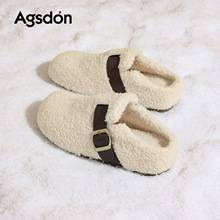 奥古狮登加绒勃肯鞋女2025新款冬季一脚蹬毛毛棉鞋外穿包头半拖鞋