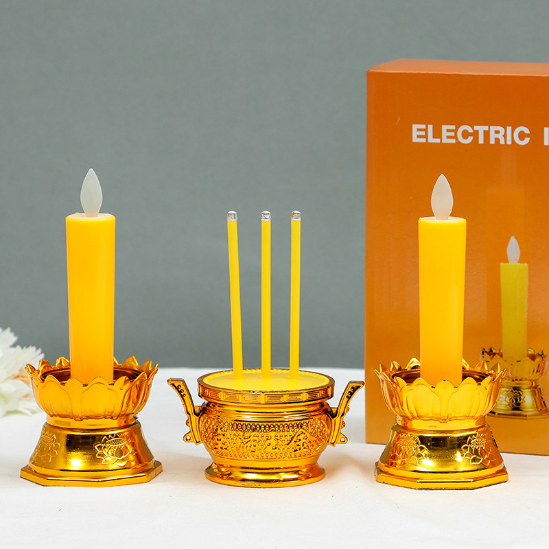 仿真长杆蜡烛灯上坟供佛烛台发光莲花led电子泰国跨境蜡烛candles