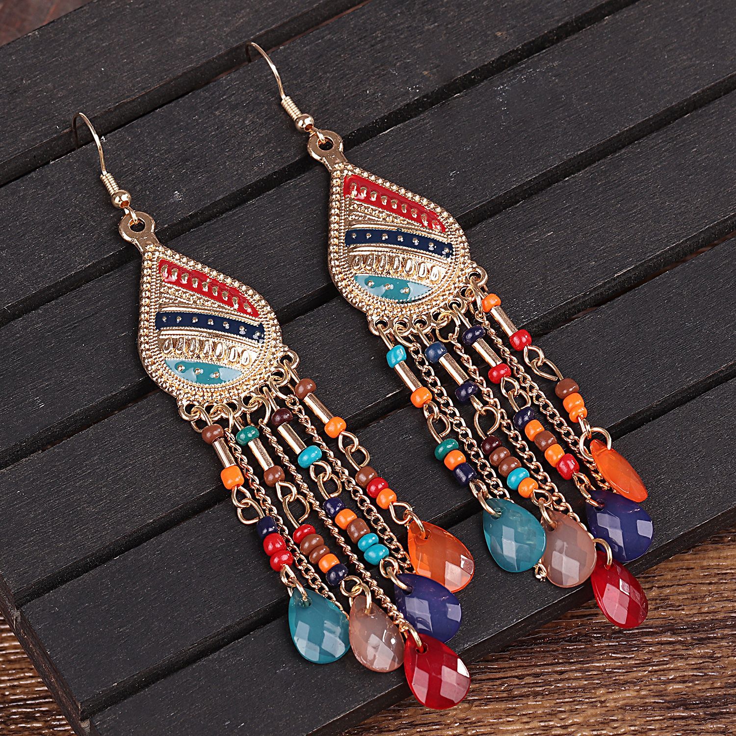 Daily Occasion Alloy Material Wholesale Jewelry 1 Pair Ethnic Style Water Droplets Alloy Drop Earrings