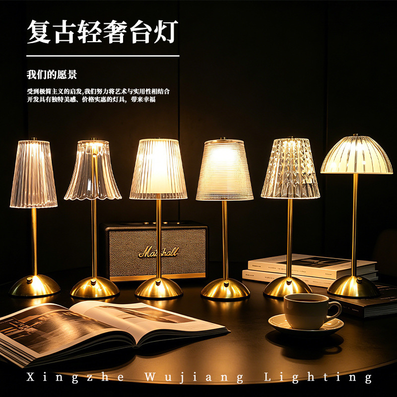 Cross-border explosions led table lamp simple retro cafe atmosphere lamp table lamp touch usb rechargeable bar table lamp