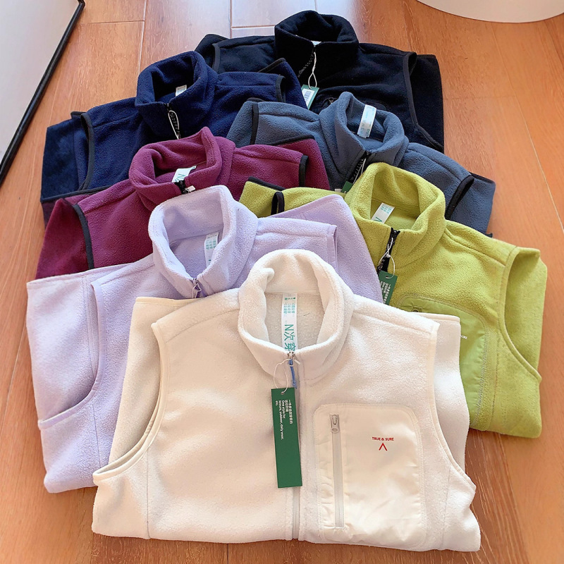 Couple Style Autumn and Winter New Outdoor Sports Lightweight Warm Fleece-Lined Vest Sleeveless Jacket