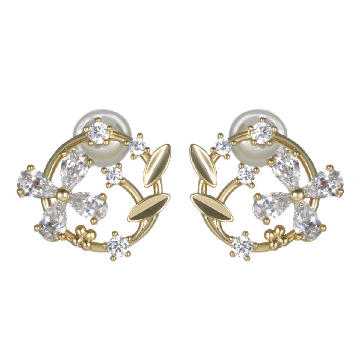 Joyería Xuping bronce le dice a todos los pernos de flores de diamante de alta calidad lujoso ligero Zhongsen aretes dulces pernos de aretes