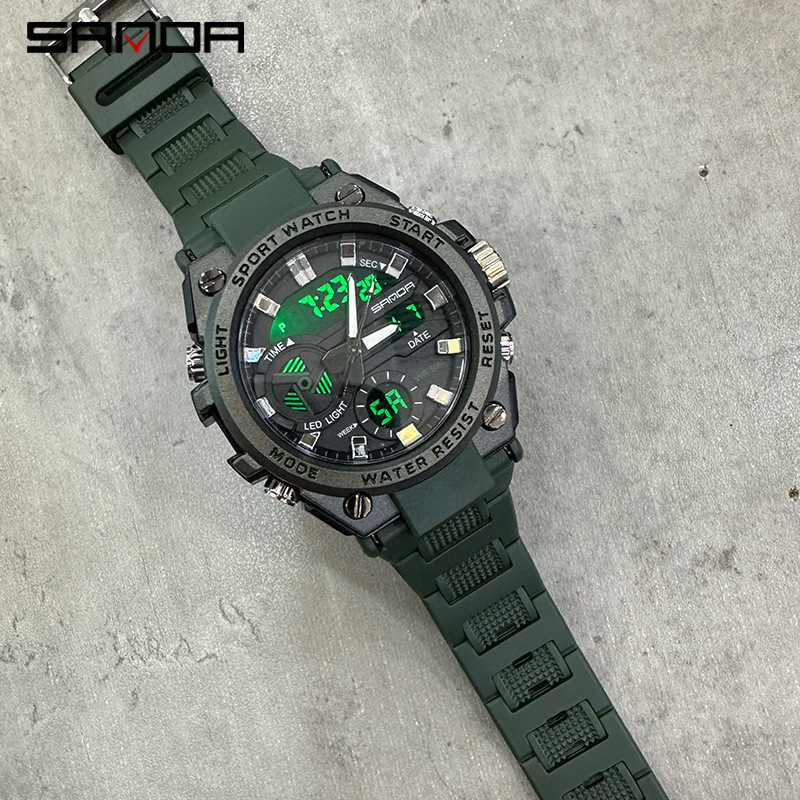 SANDA 3311 estudiante masculino tendencia de la moda juvenil hombres multi-funcional luminoso impermeable reloj electrónico