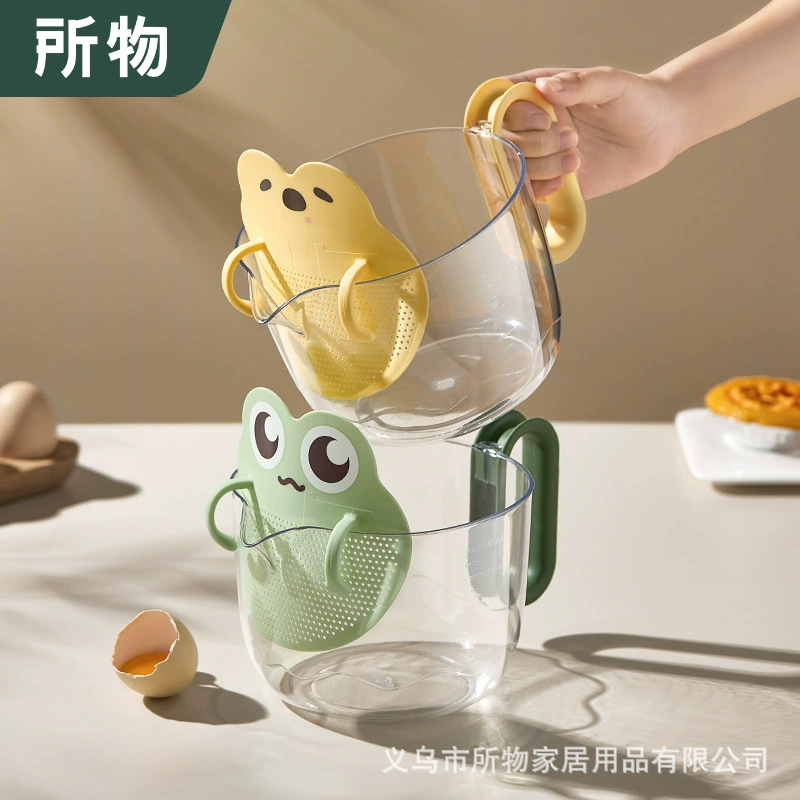 Мерный стакан с фильтром и весами, пищевой многофункциональный кухонный стакан для выпечки яиц на пару, жидкая пластиковая миска для риса, чашка для взбивания яиц