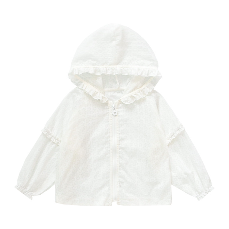 Ropa de protección solar con capucha para niñas ropa de verano 2025 nueva chaqueta delgada para niños ropa de protección solar de verano ropa de piel para niños marea