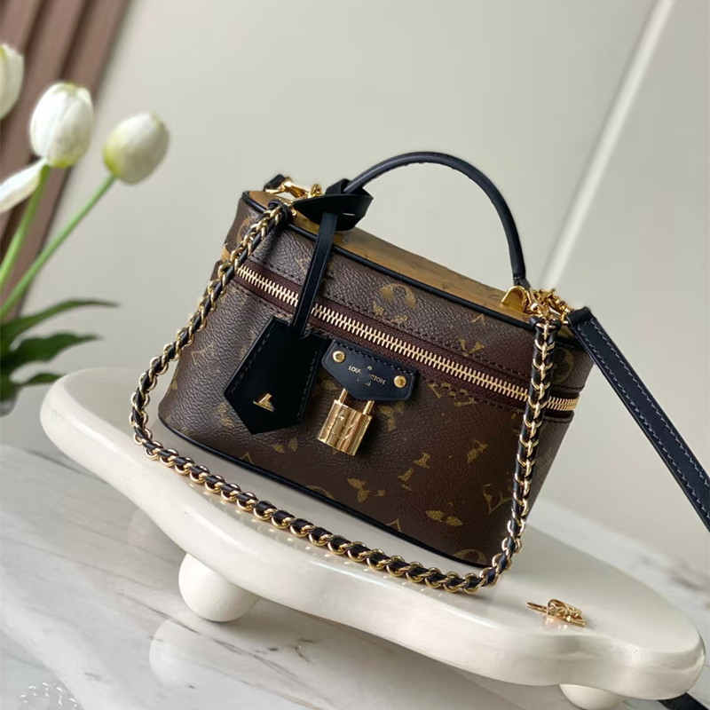 New Monogram Tricolor Box Bag High-End Fashion Trendy Makeup Bag Commuter Shoulder Crossbody Handbag For Women - Thumbnail 2