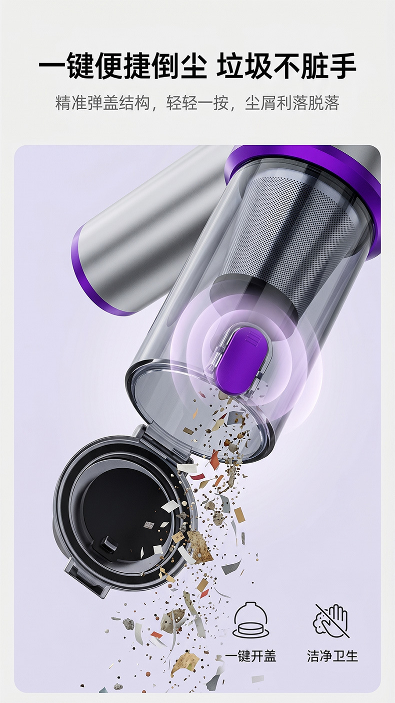 Cross-Border New Car Wireless Charging Suction and Blowing Dual-Purpose High-Power Mini Handheld Blowing and Suction Integrated Car Vacuum Cleaner