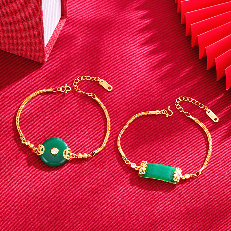 Vietnam arena oro hebilla de seguridad pulsera de Calcedonia moneda de cobre estilo chino retro no se desvanece hombres y mujeres elegante pulsera de todo fósforo