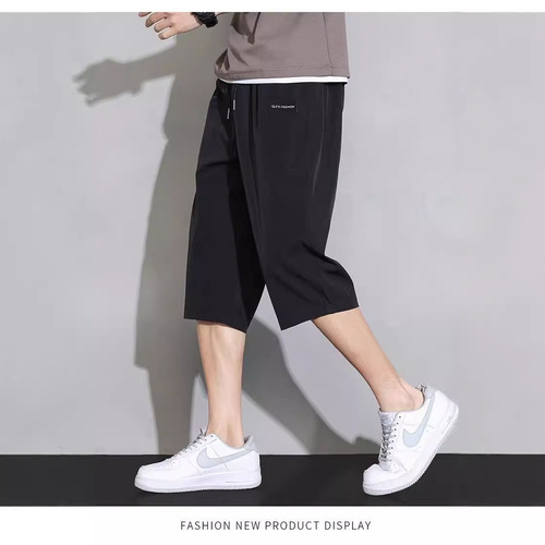 Source manufacturer casual men's wear mid-length pants for men's quick-drying sports summer ice silk thin fashion brand loose breathable
