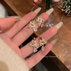 秋冬ジルコンクリスマスツリーのピアス