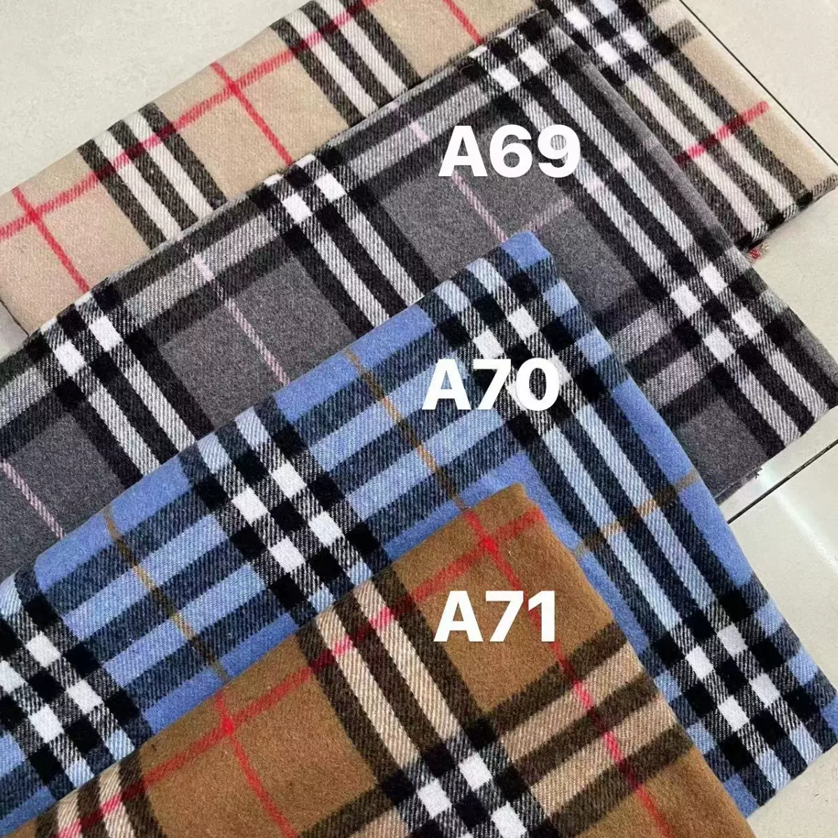 厂家 毛呢格子面料 双面拉毛衬衫布料  涤棉 7支纱 270GSM