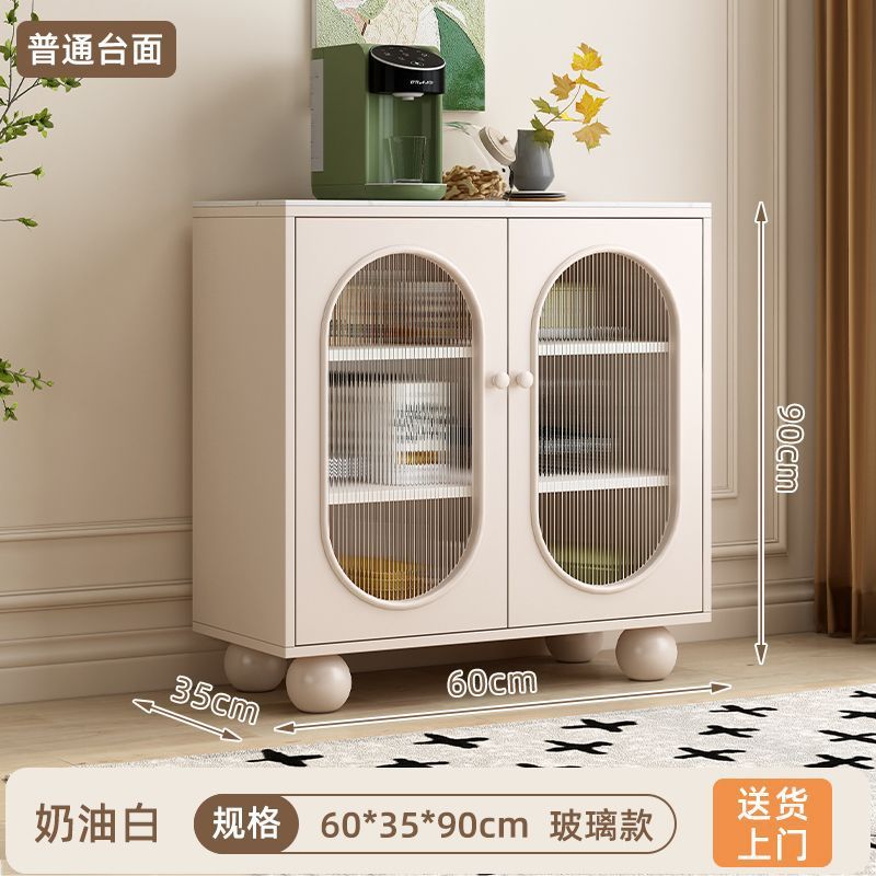 实木餐边柜奶油风斗柜客厅柜子储物柜收纳柜家用橱柜茶水柜碗柜子|undefined