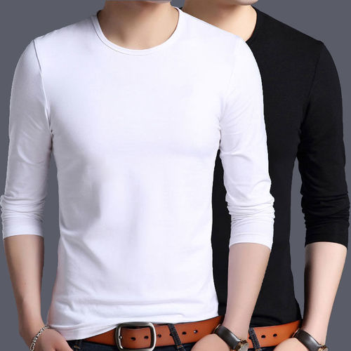Men's Spring and Autumn Long-Sleeve T-Shirt: Korean-style Trendy Youth-Ready, Versatile, Slim-fit Crewneck Base Layer for Cooler Seasons