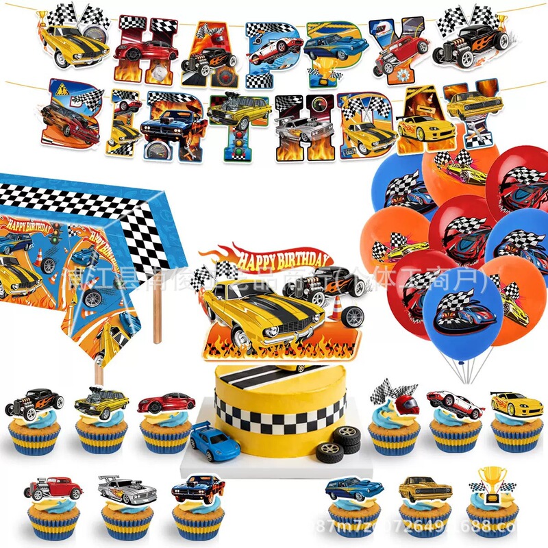 New Hot Wheels Racing Car Birthday Party Decorations Set with Banners, Balloons, and Tablecloth Party Set New Hot Wheels Racing Car Birthday Party Decorations Set with Banners, Balloons, and Tablecloth Party Set
