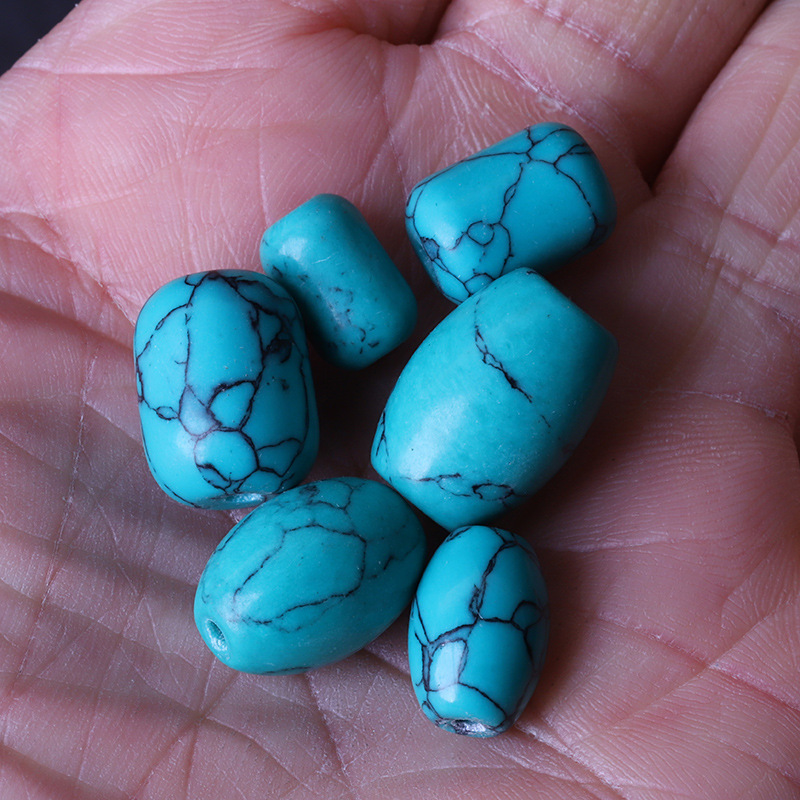 Natural Optimized Turquoise Bucket Beads Turquoise Pillar Scattered Beads Turquoise Bucket Beads Buddha Beads Jewelry Accessories