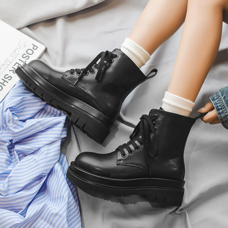 8 отверстий 2023 Осенние новые ботинки Martin с большой головой Дерби из натуральной кожи повышенная Мужская обувь Универсальные ботинки для влюбленных на толстой подошве