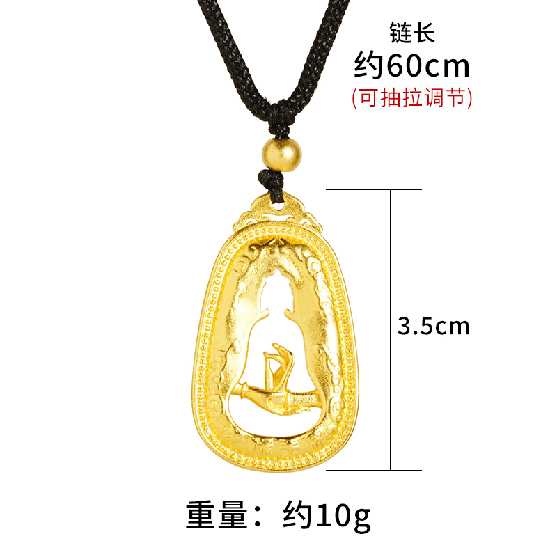 Arena antigua de oro estilo nacional bendición mano Guanyin Collar chapado en oro de los hombres y las mujeres de estilo antiguo de la joyería de oro de imitación colgante todo partido vivo caliente