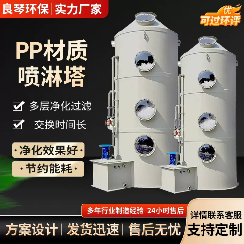pp喷淋塔废气处理设备工业洗涤塔酸雾不锈钢水淋除尘除雾器净化塔