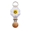 Apricot color (wooden hat clip with holes) [New style (medium size) wool embroidered smiling sunflower]