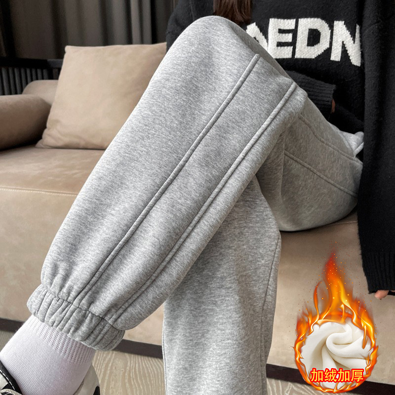 ラムベルベット暖かいカジュアルスポーツパンツ女性のための 2021 冬の新綿パンツプラスベルベット肥厚ハイウエストレギンスハーレムパンツ