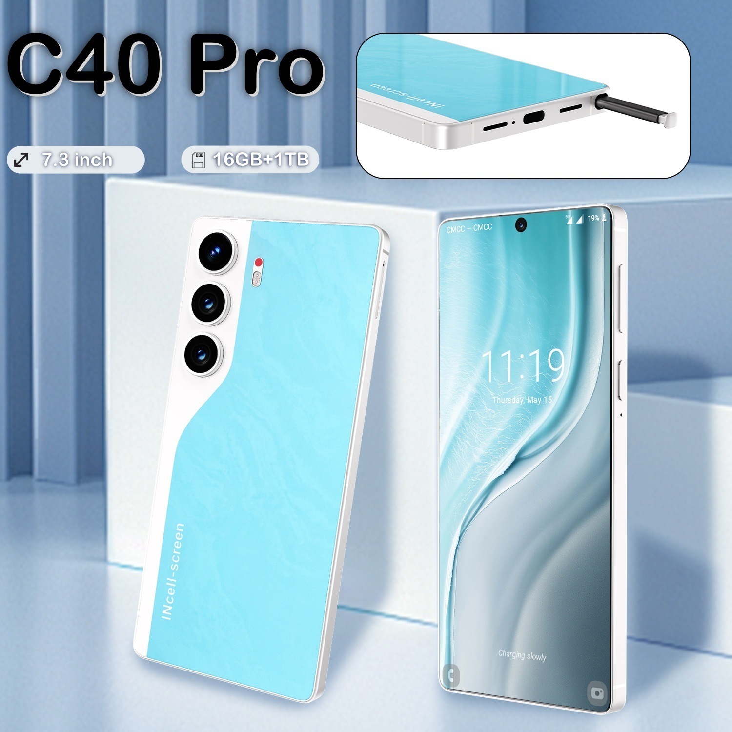 Southeast Asia's Best-Selling C40 Pro 7.3inch Large-Screen Cross-Border Smartphone 16+1Tb Can Be Shipped on Behalf of Others