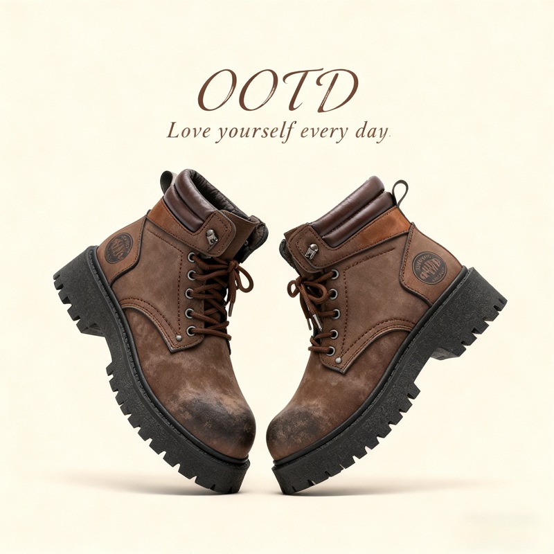 Men's American-Style Martin Boots, Stylish and High-End, New Autumn and Winter High-Top Work Boots, Outdoor Genuine Leather Yellow Boots