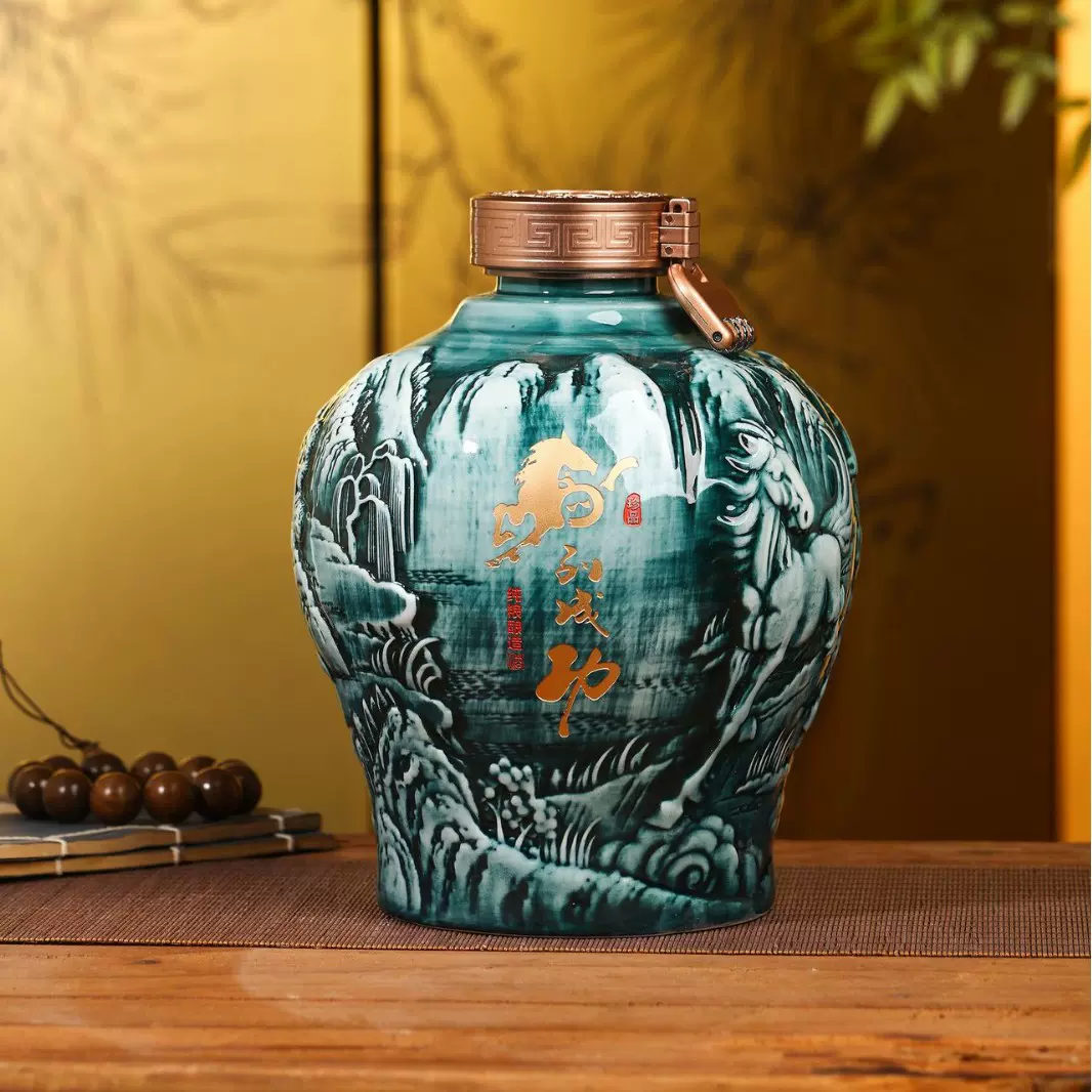 新款景德镇陶瓷酒瓶酒壶8骏图空酒坛子5/10斤装家用送礼密封