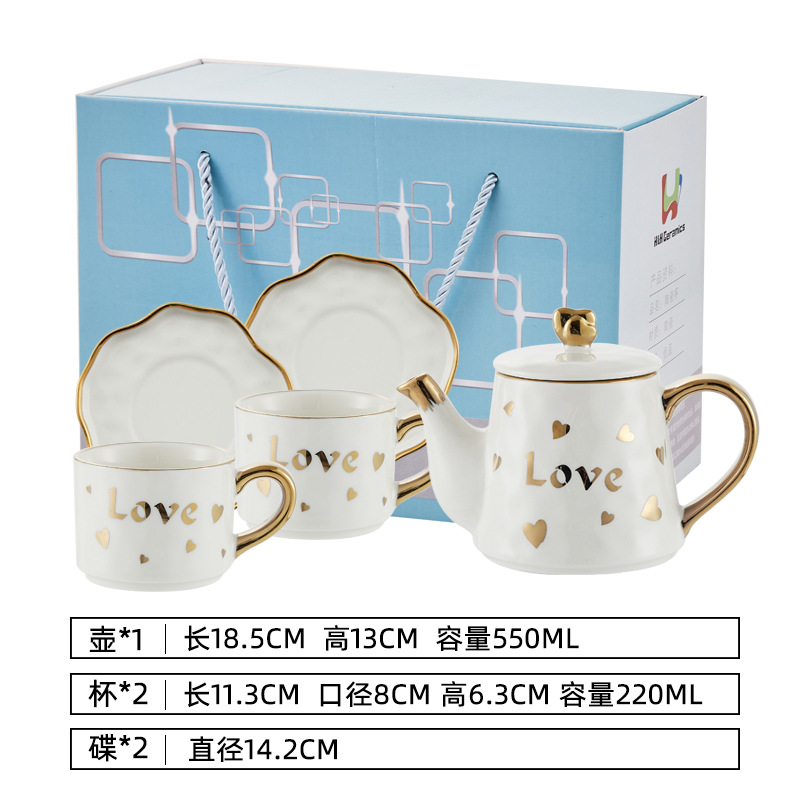 Ins tetera de cerámica taza regalo del día de san valentín amazon venta caliente juego de té taza de té traje sala de estar casa