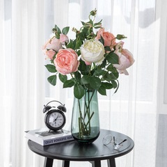 玫瑰單枝外貿仿真花廠家家居裝飾婚慶手捧花路引花牆假花DY1-1404