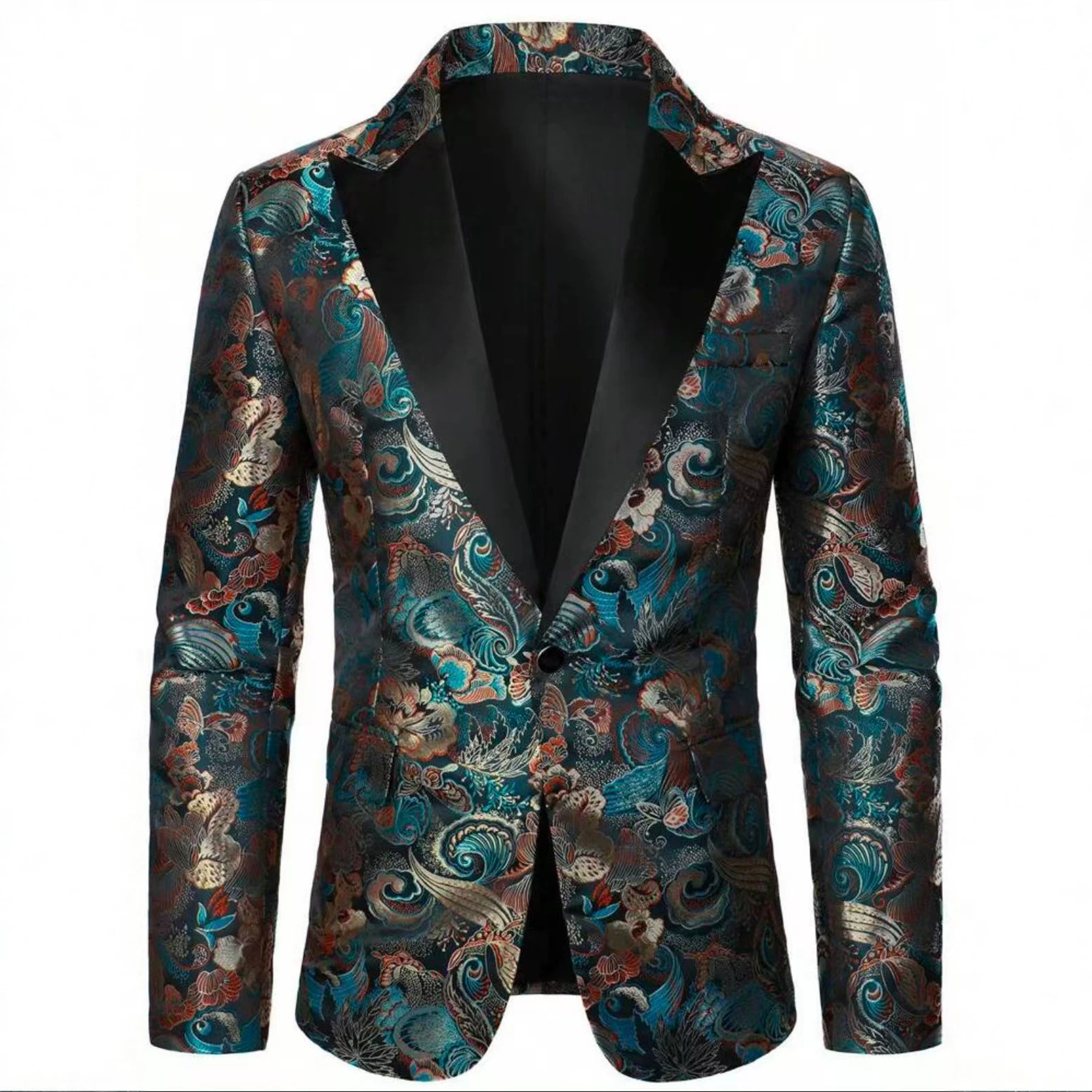 Slim-Fit-Blazer mit Blumenmuster für Herren – Trendiger Business-Casual-Stil – Neue Anzugjacke für alle Jahreszeiten_voghion.com