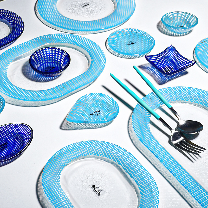 Korean Eding Snack Plate Heat-Resistant Glass Bowl Dopamine Colorful Tableware 13Cm-18.5Cm Series