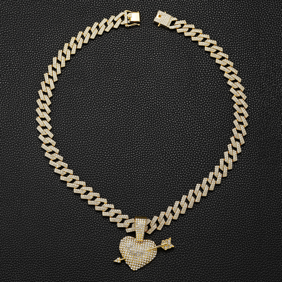 27g Weight Alloy Pendant Material Rhinestones Inlay Material Pendant Necklace, Necklace Pendant Classification Alloy Chain Material Cuban Link Chain Curb Chain Chain Type 1 Piece Quantity Daily Occasion Alloy Material Heart Shape, Arrow Pattern All Seasons Season Unisex Gender Inlay Design Exaggerated Style Exaggerated Heart Shape Arrow Alloy Inlay Rhinestones Unisex Pendant Necklace Necklace Pendant Men Pendant Necklaces 3