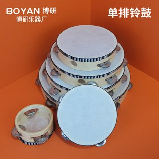 Painted Wooden Tambourine 6.7.8.9. 10.12inch Orff Tambourine Percussion Instrument Varnish Imitation Goatskin Wooden Tambourine