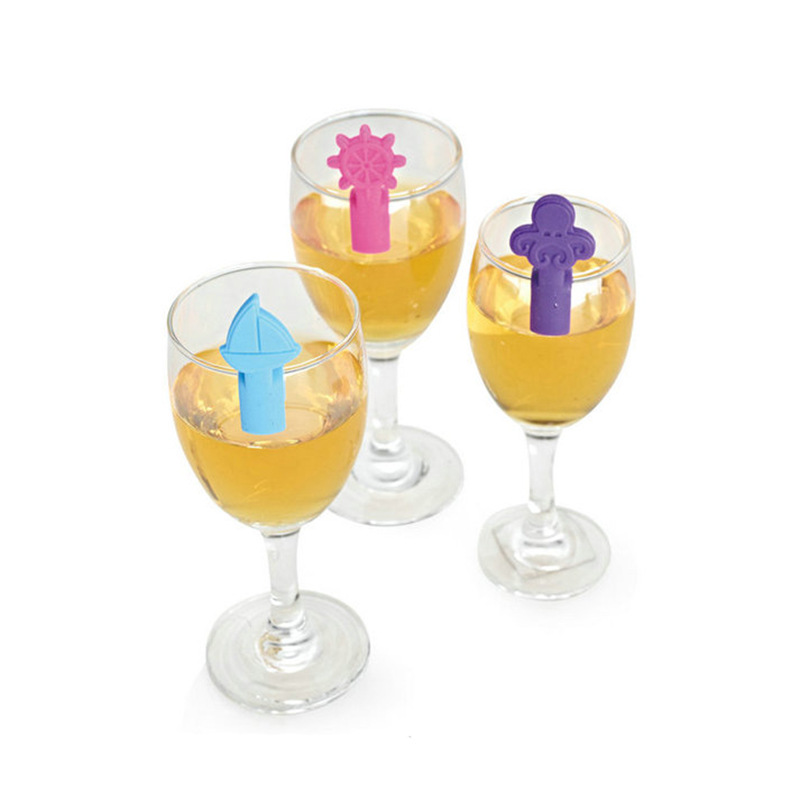 硅胶酒杯识别器  海洋系列款式高脚杯贴 聚会用品