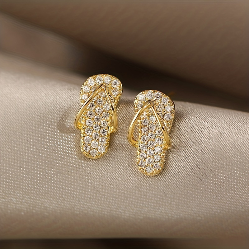 Shiny Exquisite Creative Distinctive Slippers Korean Ins Ear Studs Fashion All-match Small Fresh Simple Gift Ear Studs Shiny Exquisite Creative Distinctive Slippers Korean Ins Ear Studs Fashion All-match Small Fresh Simple Gift Ear Studs