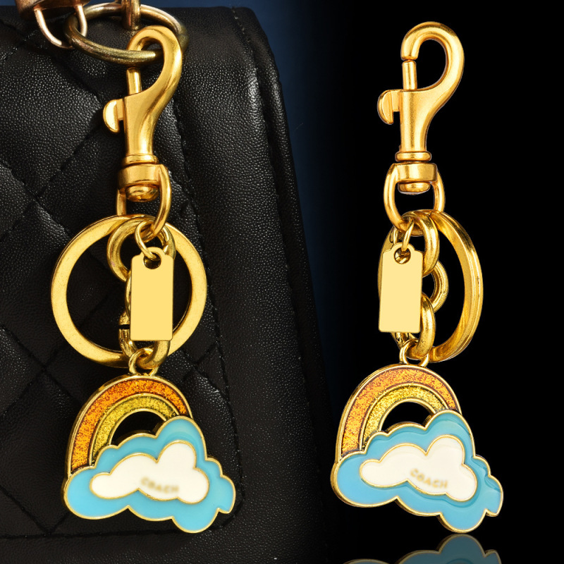 Vintage Gold Rainbow Cloud Keychain with Oil Drip Craftsmanship, Metal Bag Pendant, Car Keychain, Cute Style Accessories Wholesale