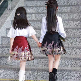儿童汉服马面裙夏季薄款中国风公主裙可爱女童汉服短裙网红短款
