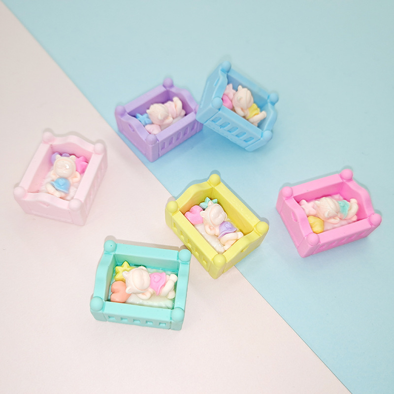 Cute baby crib three-dimensional diy resin cream glue phone case hair accessories keychain accessories DIY handmade material package