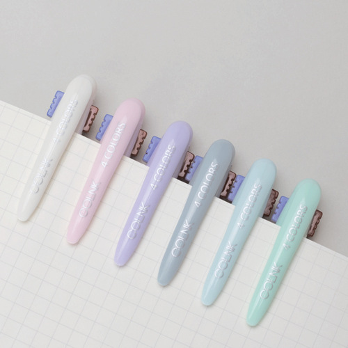 COLNK Makaron Four-Color Push-Button Colored Oil Pen Multi-Color Ballpoint Pen for Students Girls Signature Pen 0.5