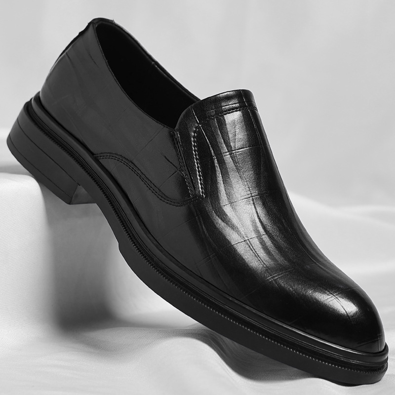 Men's Spring New Business Formal Slip-on Leather Shoes For Office And Commuting_voghion.com