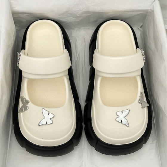 Butterfly eva Thick Bottom Heightened Baotou Slippers Women's 2025 Summer New Fashionable Outer Wear Shit Slippers