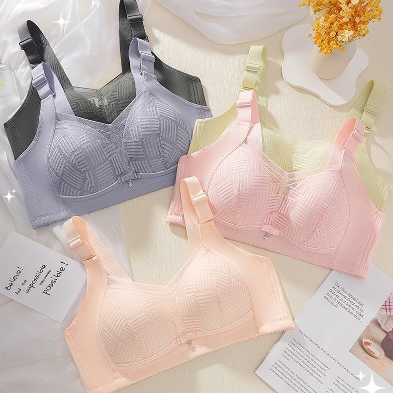 花之雅8811無鋼圈薄杯聚攏側收副乳大胸顯小透氣女文胸四排扣胸罩